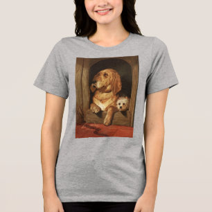 Vintage Victorian Bloodhound and Westie Dog Art Tri-Blend Shirt