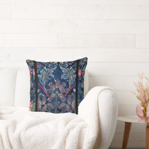 Vintage Victorian Blue Velvet Floral Cushion