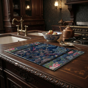 Vintage Victorian Blue Velvet Floral Cutting Board