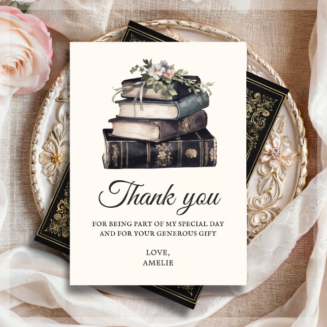 Vintage Victorian Book Birthday  Thank You Card (Creator Uploaded)