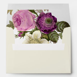Vintage Victorian Botanical Pink Plum Ivory Envelope