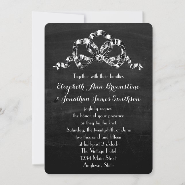 Vintage Victorian Bow Wedding Invitation (Front)