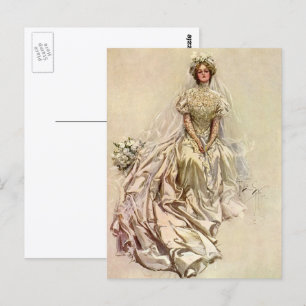 Vintage Victorian Bride, Antique Bridal Portrait Postcard
