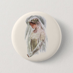 Vintage Victorian Bride with Bible Harrison Fisher 6 Cm Round Badge