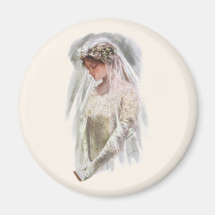 Vintage Victorian Bride with Bible Harrison Fisher Magnet