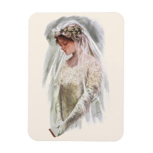 Vintage Victorian Bride with Bible Harrison Fisher Magnet
