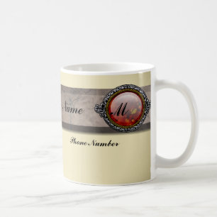 Vintage Victorian Brooch Monogram Coffee Mug