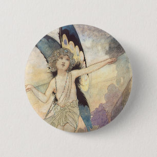 Vintage Victorian Butterfly Fairy by Robinson 6 Cm Round Badge