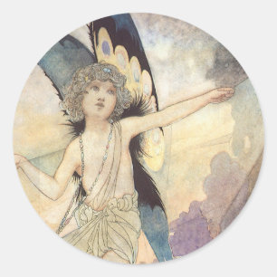 Vintage Victorian Butterfly Fairy by Robinson Classic Round Sticker