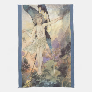 Vintage Victorian Butterfly Fairy by Robinson Tea Towel