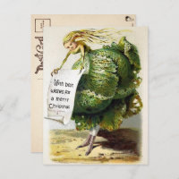 Vintage Victorian Cabbage Christmas Postcard