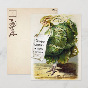 Vintage Victorian Cabbage Christmas Postcard