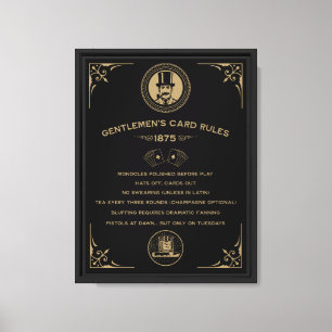 Vintage Victorian Card Game Rules Canvas Print