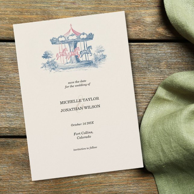 Vintage Victorian Carousel Save the Date Invitation (Vintage Victorian Carousel Save the Date Invitation)