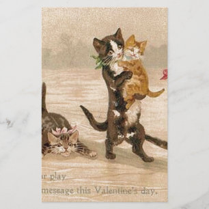 Vintage Victorian Cats Kittens Valentine's Day