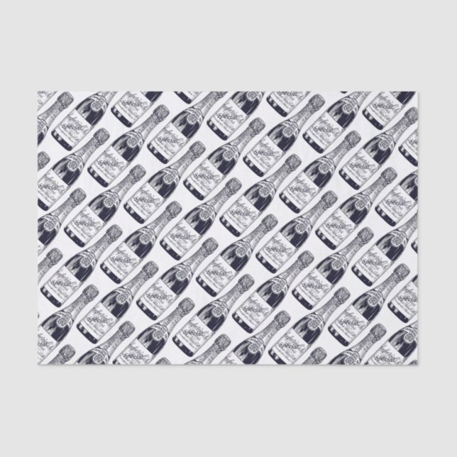 Vintage/Victorian Champagne Bottle Engraving Tissue Paper (Front)