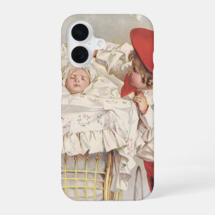 Vintage Victorian Children, Child and Baby in Pram iPhone 16 Case