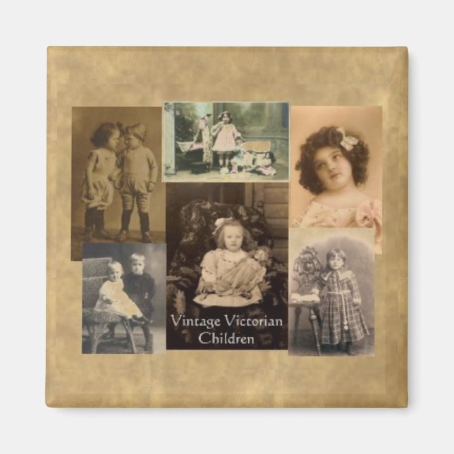 Vintage Victorian Children Collage Fridge Magnet (Front)