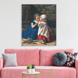 Vintage Victorian Children Music Art Lesson Canvas Print