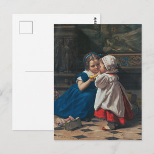 Vintage Victorian Children Music Art Lesson Postcard