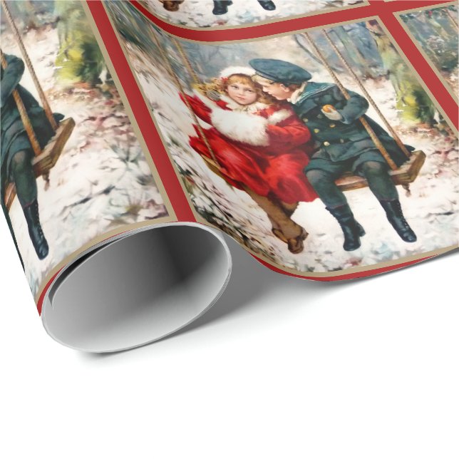 Vintage Victorian Children on Swing Wrapping Paper (Roll Corner)
