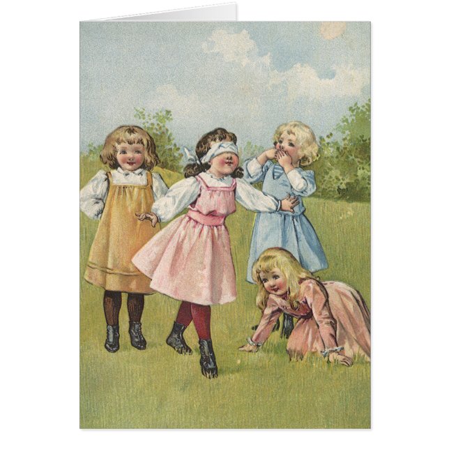 Vintage Victorian Children Play Blind Man's Bluff (Front)