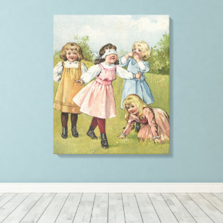 Vintage Victorian Children Play Blind Man's Bluff Canvas Print