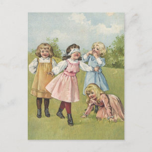 Vintage Victorian Children Play Blind Man's Bluff Postcard