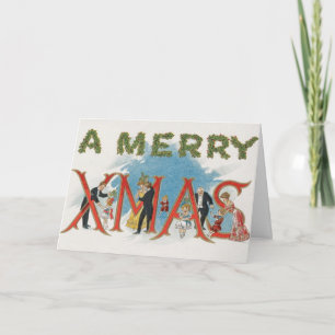 Vintage Victorian Christmas, A Merry Xmas Party Holiday Card
