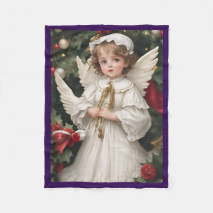 Vintage Victorian Christmas Angel Fleece Blanket
