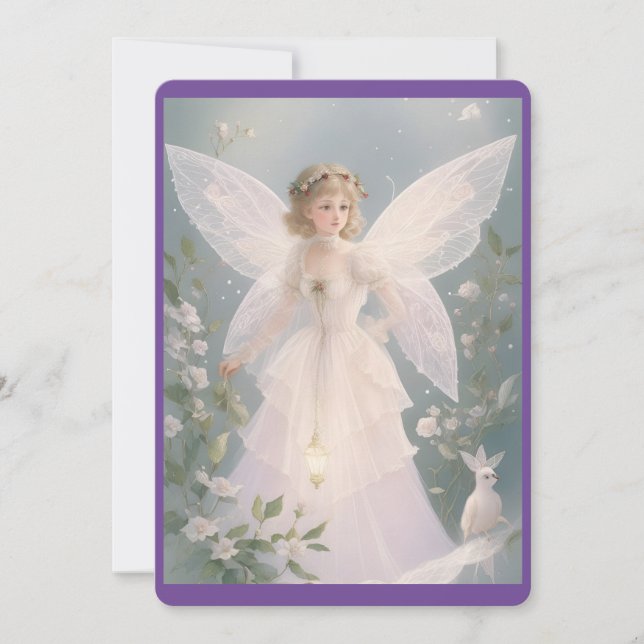 Vintage Victorian Christmas Angel Holiday Card (Front)