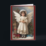 Vintage Victorian Christmas Angel Holiday Card<br><div class="desc">Graceful and serene, a vintage Victorian Christmas angel embodies the timeless spirit of the holiday season. Her delicate features, adorned with a touch of frost and age, exude an aura of elegance and charm, reminiscent of bygone eras. Her flowing robes, often crafted from exquisite fabrics like silk or lace, shimmer...</div>
