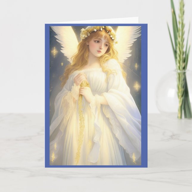 Vintage Victorian Christmas Angel Holiday Card (Front)