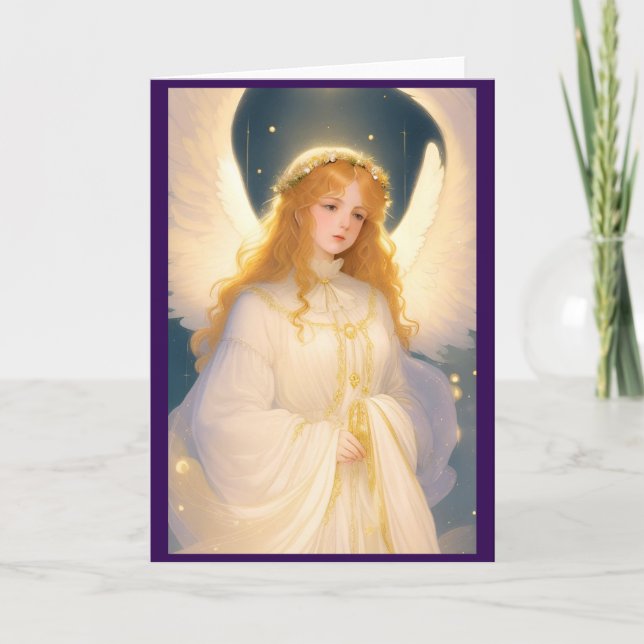 Vintage Victorian Christmas Angel Holiday Card (Front)