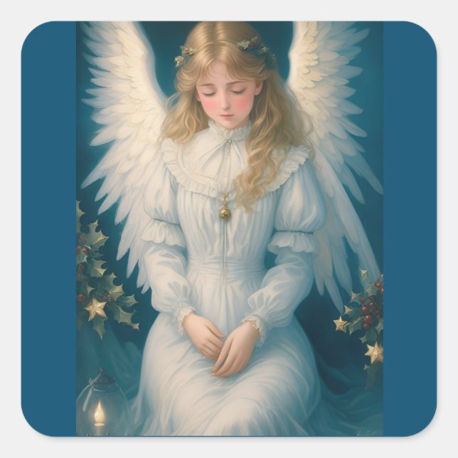 Vintage Victorian Christmas Angel Square Sticker (Front)