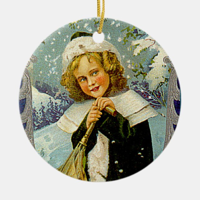Vintage Victorian Christmas Art Ornament (Front)