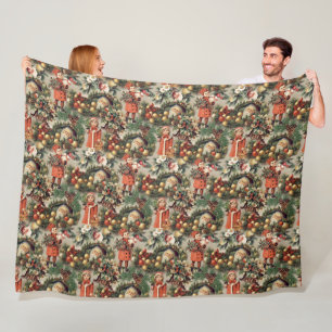 Vintage Victorian Christmas Baubles Fleece Blanket