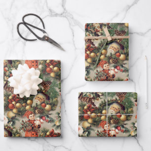 Vintage Victorian Christmas Baubles Wrapping Paper Sheet