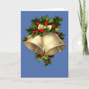 Vintage Victorian Christmas Bells Cards, Stickers Holiday Card