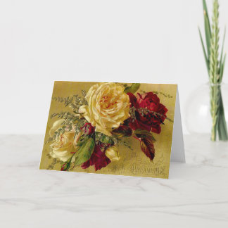 Vintage Victorian Christmas Card with Flowers