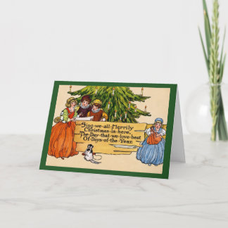 Vintage Victorian Christmas Carolers Illustration Card