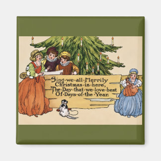 Vintage Victorian Christmas Carolers Illustration Magnet