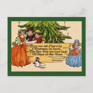 Vintage Victorian Christmas Carolers Illustration Postcard