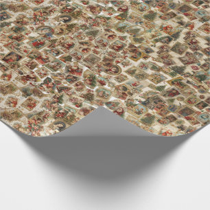 Vintage Victorian Christmas Collage Retro Holida Wrapping Paper