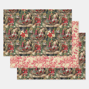 Vintage Victorian Christmas Festive & Rich Montage Wrapping Paper Sheet
