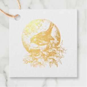 Vintage Victorian Christmas Foil, Winter Bird Favour Tags
