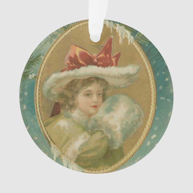 Vintage Victorian Christmas Lady Ornament (Front)