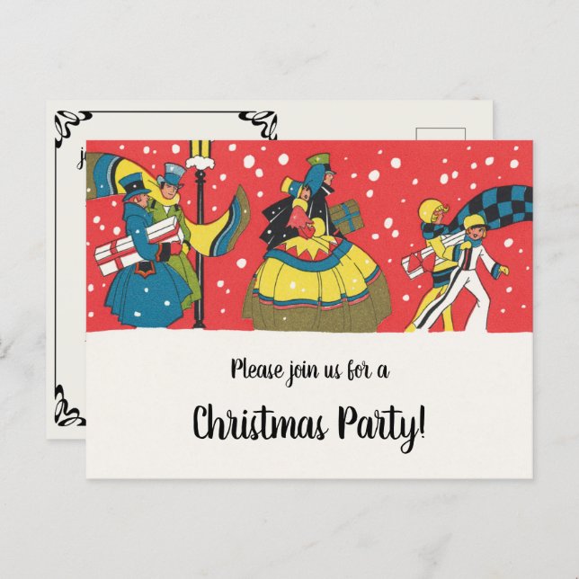 Vintage Victorian Christmas Party Invitation Postcard (Front/Back)