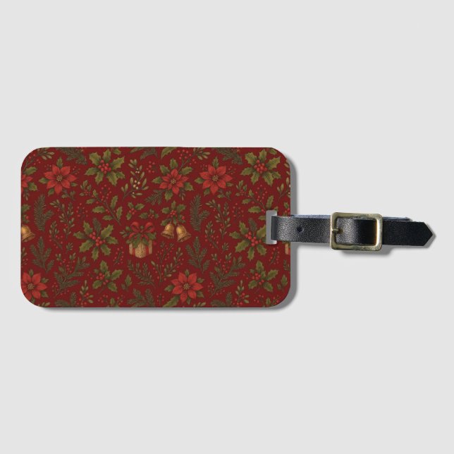 Vintage, Victorian Christmas patterned Luggage Tag (Front Horizontal)