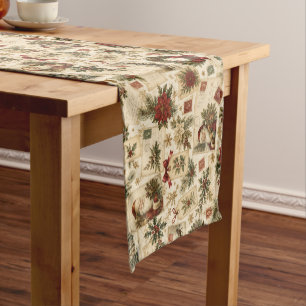 Vintage Victorian Christmas Postcards Short Table Runner